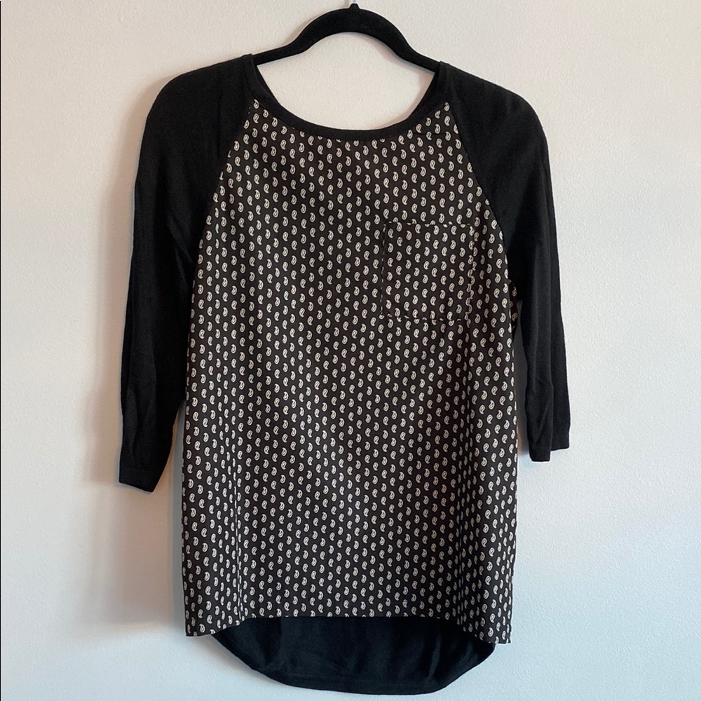 Twik Simons Black and White Patterned Women's 3/4 Sleeve Top